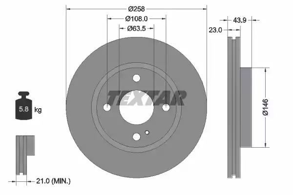 TARCZA HAM. FORD P. FIESTA/KA+ 1,0-1,6 08- Textar 92176005