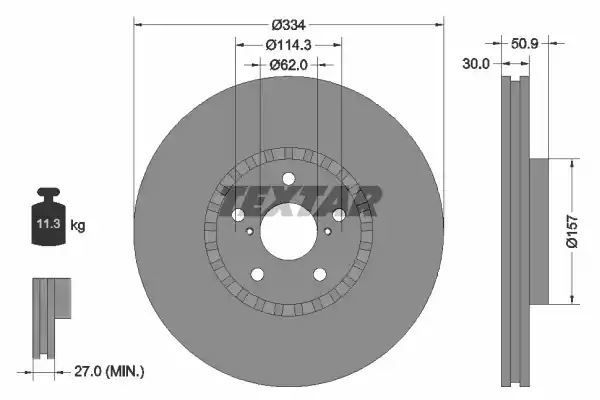 Tarcza hamulcowa przód Toyota Lexus GS 05- PR 334X30 Textar 92147903