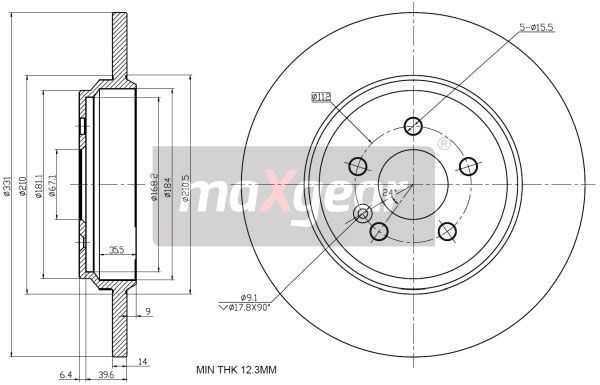TARCZA HAMULCOWA TYŁ MERCEDES W163 98- ML230-500 331MM MaXgear 19-1798