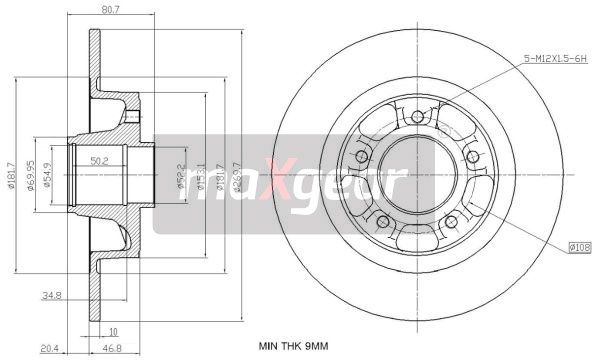 TARCZA HAMULCOWA TYŁ RENAULT MEGANE II 05- 2,0DCI z łożyskiem 270x10 MaXgear 19-1977