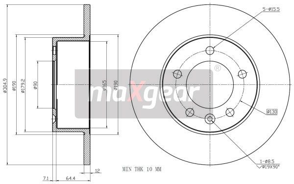 TARCZA HAMULCOWA TYŁ RENAULT MASTER 10- 305X12 FWD MaXgear 19-2010