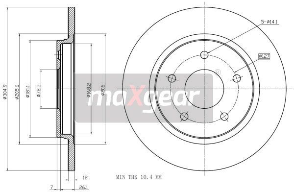 TARCZA HAMULCOWA TYŁ CHRYSLER VOYAGER 08- MaXgear 19-2275
