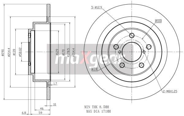 TARCZA HAMULCOWA TYŁ SUBARU LEGACY 98- MaXgear 19-2357