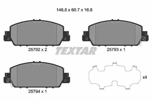 Klocki hamulcowe przód Honda HR-V 1,5 15- 148,6x60,7x16,8 Textar 2579201