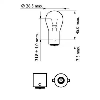 Żarówka P21W 12V 21W +60% STOP KIERUNKOWSKAZ 2SZT PHILIPS VISIONPLUS BA15S JEDNOWŁÓKNOWA Philips 12498VPB2