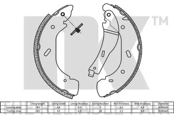 Szczęki hamulcowe Ford TRANSIT 02 00- TYLNY NAPĘD NK Autoparts 2725675