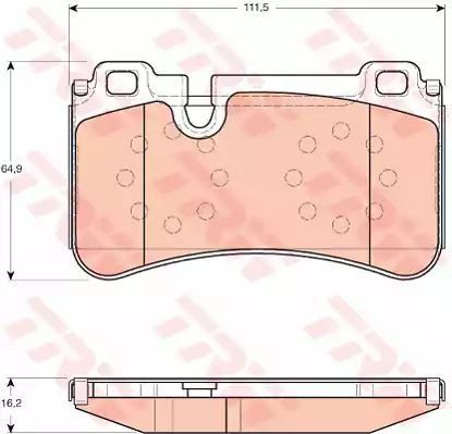Klocki hamulcowe tył Mercedes W204 C204 R230 AMG 00- 111,5x64,9x16,2 BREMBO TRW GDB1711