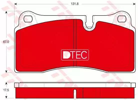 Klocki hamulcowe tył Audi Q7 R8 3,0-6,0 TDI QUATTRO 06-15 131,8x67x17,5 BREMBO O ZREDUKOWANYM PYLENIU RÓWNIE? DLA NAWIERCANYCH TARCZ HAMULCOWYCH TRW GDB1816DTE