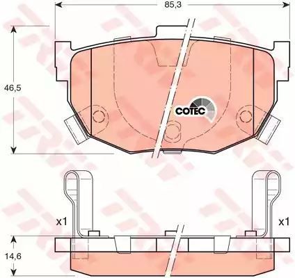 Klocki hamulcowe tył Hyundai COUPE 00- LANTRA 90-00 ELANTRA 00- KIA CERATO 04- TRW GDB3170