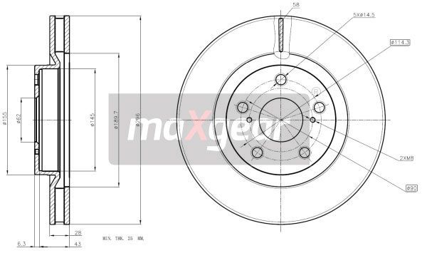 TARCZA HAMULCOWA PRZÓD TOYOTA AURION MaXgear 19-2196