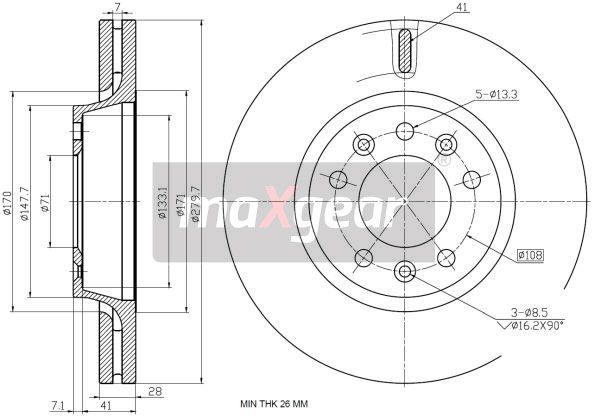 TARCZA HAMULCOWA PRZÓD FIAT SCUDO 07- MaXgear 19-2490