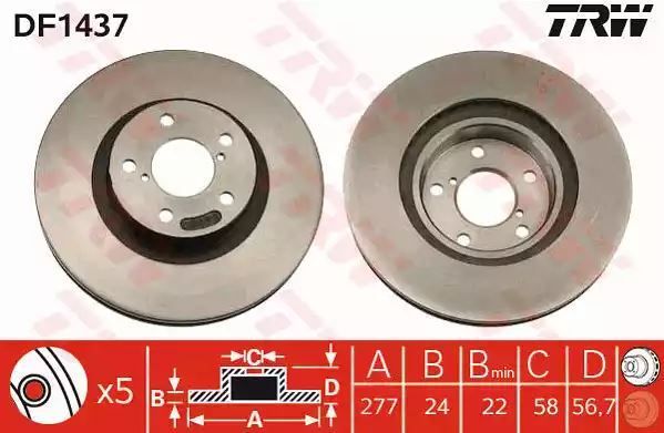 Tarcza hamulcowa przód Subaru FORESTER TRW DF1437