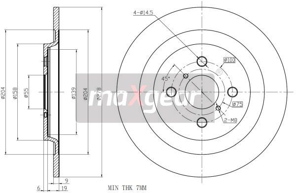 TARCZA HAMULCOWA TYŁ TOYOTA YARIS 06- FRANCJA MaXgear 19-2477