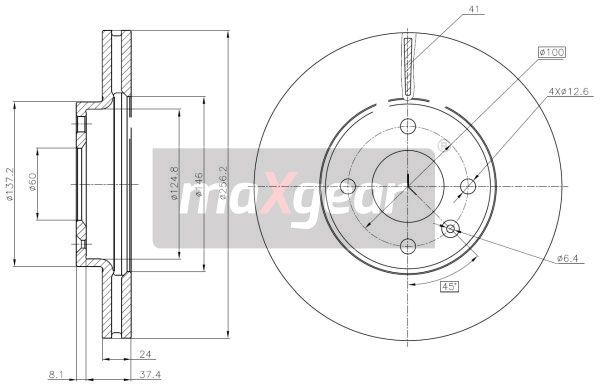 TARCZA HAMULCOWA PRZÓD CHEVROLET AVEO 11- koła 14 MaXgear 19-3212