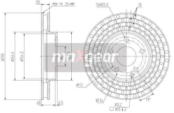 TARCZA HAMULCOWA PRZÓD MERCEDES W211 02- Z POWŁOKĄ ANTYKOROZYJNĄ MaXgear 19-1260MAX