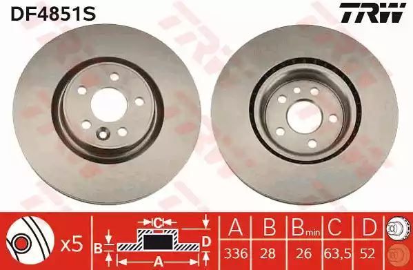 Tarcza hamulcowa przód Volvo S70 S90 V70 V90 336X28 TRW DF4851S