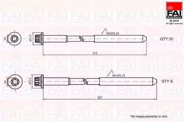 Śruby głowicy Toyota DYNA 2.5D4D 01- FAI Auto Parts B2124
