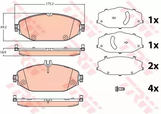 Klocki hamulcowe przód Mercedes W205 W213 2,0-2,2 14- 175,2x69,2 78x18,9 TRW GDB2097