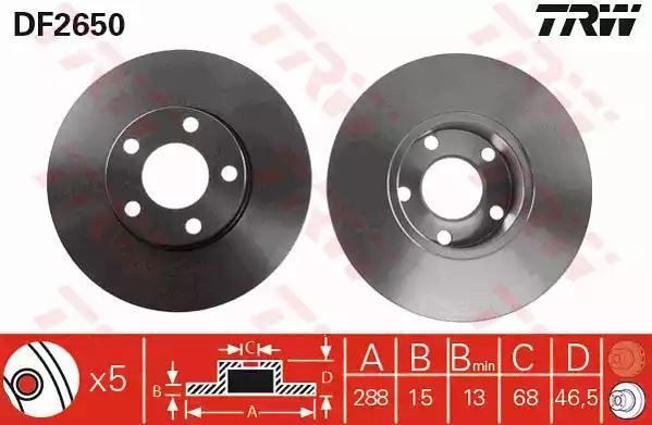 Tarcza hamulcowa przód Audi 100 A6 TRW DF2650