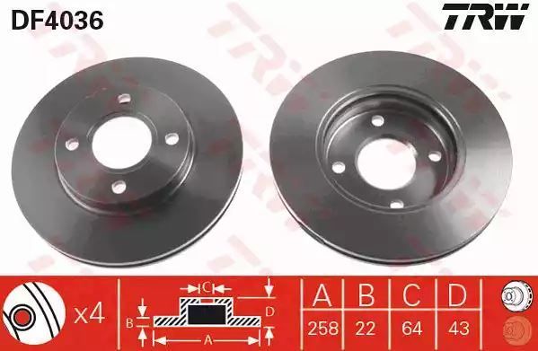 Tarcza hamulcowa przód Ford FOCUS TRW DF4036
