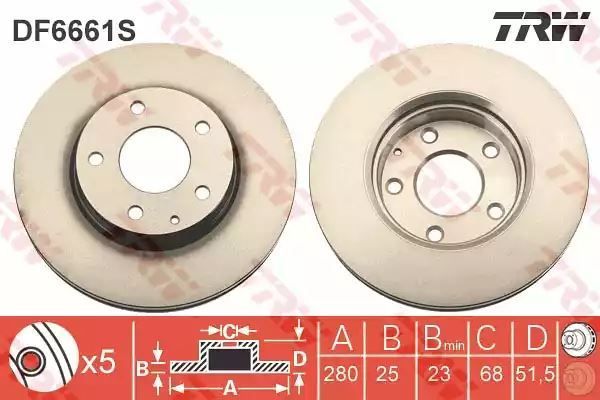 Tarcza hamulcowa przód Mazda 3 1,5 13- POWLEKANE TRW DF6661S