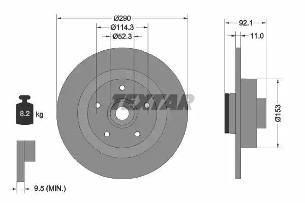 Tarcza hamulcowa tył Renault GRAND SCENIC 2,0 DCI 09- 290x11 z łożyskiem ABS Textar 92254103