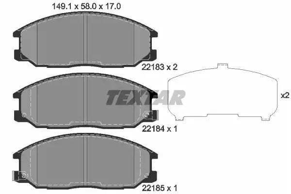 Klocki hamulcowe przód Ssangyong ACTYON REXTON 2,0-2,2 XDI 12- z czujnikiem 149,2x58x17 Textar 2218301