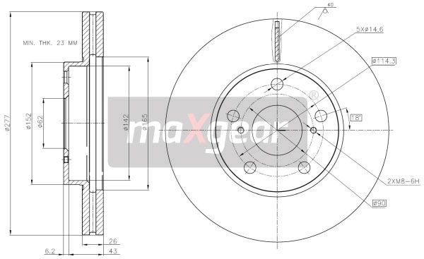 TARCZA HAMULCOWA PRZÓD TOYOTA AURIS 12- MaXgear 19-3216