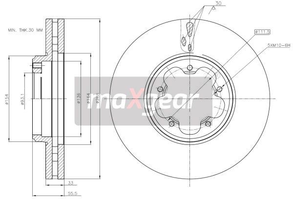 TARCZA HAMULCOWA PRZÓD FORD TRANSIT 14- CUSTOM 12- MaXgear 19-3231