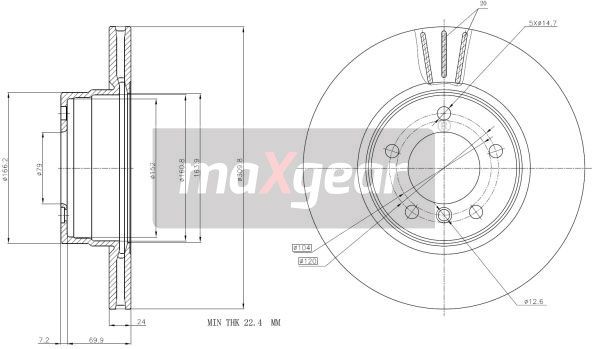 TARCZA HAMULCOWA PRZÓD BMW E60 E61 Z POWŁOKĄ ANTYKOROZYJNĄ MaXgear 19-1053MAX