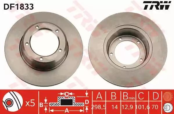 Tarcza hamulcowa przód Land Rover DEFEN DISC 298X14 TRW DF1833