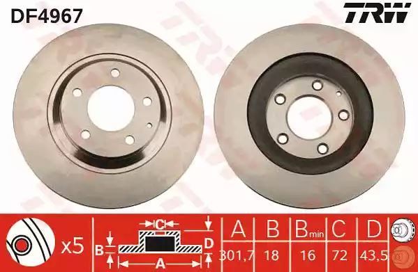 Tarcza hamulcowa tył Mazda RX-8 2,6 03-12 TRW DF4967