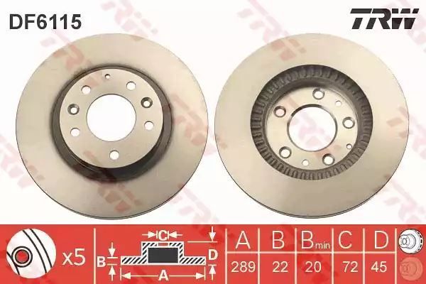 Tarcza hamulcowa przód Mazda MX-5 1,8-2,0 05- 289X22 5 OTWORÓW TRW DF6115