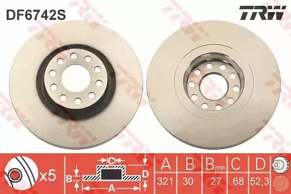 Tarcza hamulcowa przód PASSAT 96-05 TRW DF6742S