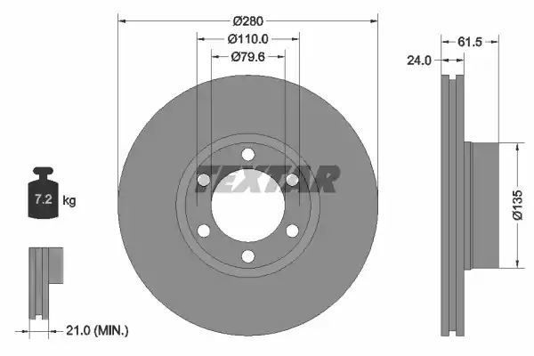 TARCZA HAM. OPEL P. MOVANO 1,9-3,0 DTI 98- Textar 92097703