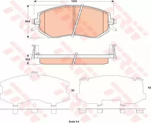 Klocki hamulcowe przód Subaru IMPREZA LEGACY 03- TRW GDB3519