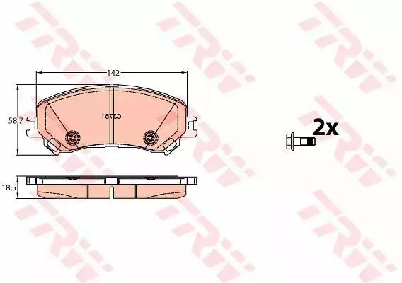 Klocki hamulcowe przód Renault ESPACE MEGANE 1,6 DCI 15- 142,2x58,6x18,5 bez czujnika TRW GDB2152