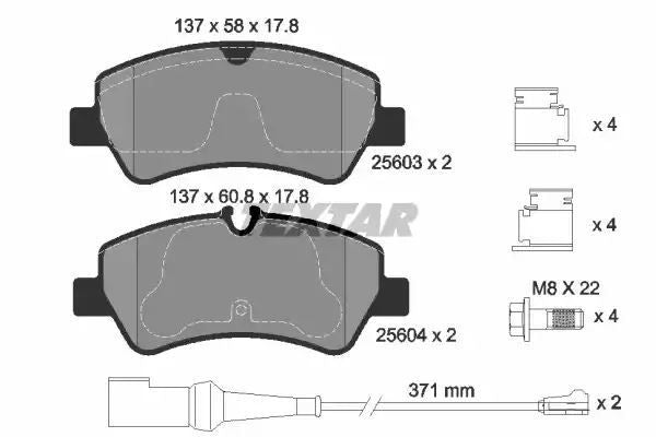Klocki hamulcowe tył Ford TRANSIT 2,0-3,2 TDCI 13- 2 CZUJNIKI 137,05x58,5x17,8 Textar 2560303