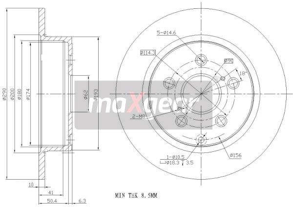 TARCZA HAMULCOWA TYŁ TOYOTA COROLLA VERSO 04- MaXgear 19-2453