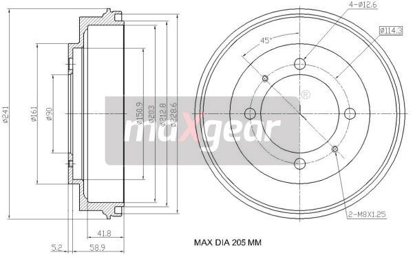 BĘBEN HAMULCOWY MITSUBISHI CARISMA 96-06 SPACE STAR MaXgear 19-3194