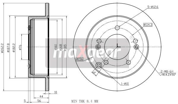 TARCZA HAMULCOWA TYŁ KIA MAGENTIS SPORTAGE 2,0-2,7 V6 04- MaXgear 19-3243