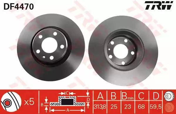 Tarcza hamulcowa przód A6 04- 314MM TRW DF4470
