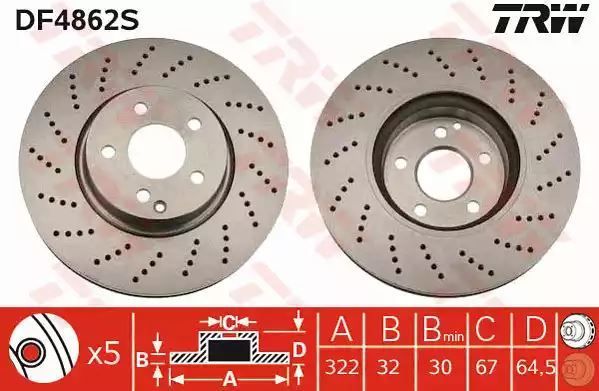 Tarcza hamulcowa przód Mercedes W204 07- TRW DF4862S