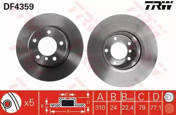 Tarcza hamulcowa przód BMW E60 E61 TRW DF4359
