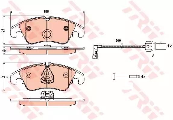 Klocki hamulcowe przód A4 A5 07- A6 09- TARCZA 320MM TRW GDB1768