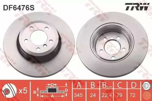 Tarcza hamulcowa przód BMW E65 66 TRW DF6476S
