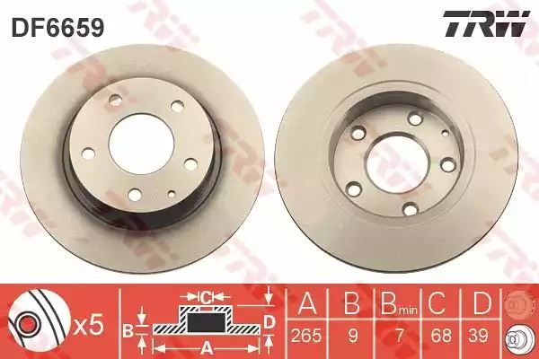 Tarcza hamulcowa tył Mazda 3 1,5-2,0 2,2D 13- POWLEKANE TRW DF6659
