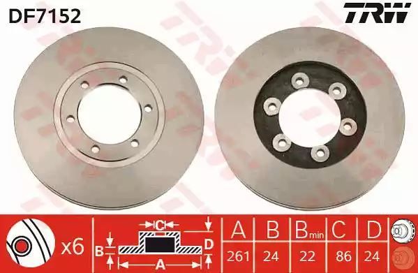 Tarcza hamulcowa przód KIA K2500 K2700 99- TRW DF7152
