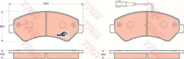 Klocki hamulcowe przód Fiat DUCATO 06- ŁADOWNOŚĆ 2000KG 2 CZUJNIKI WZMOCNIONY TRW GDB1703
