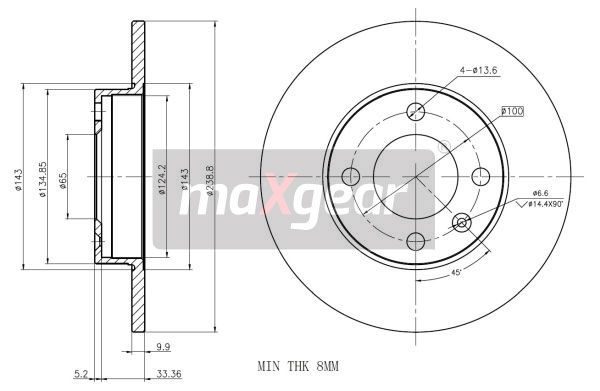 TARCZA HAMULCOWA PRZÓD 10MM GOLF Z POWŁOKĄ ANTYKOROZYJNĄ MaXgear 19-0759MAX